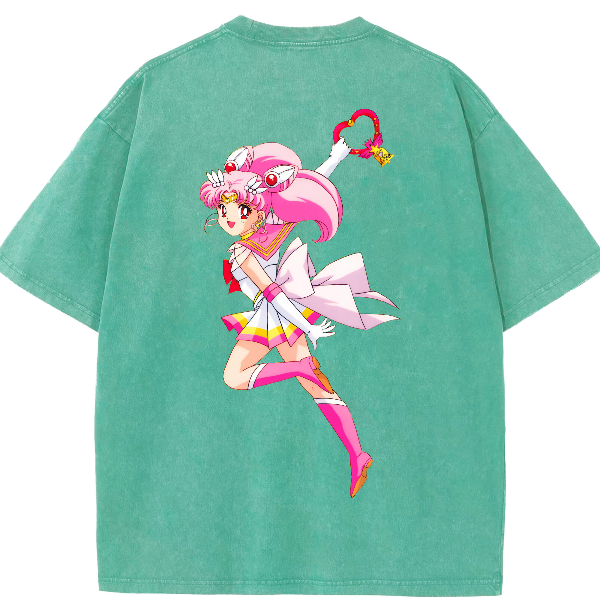 （画像用） 美少女戦士セーラームーン ちびうさ Sailor Moon Chibiusa Tsukino Usagi Small Lady Serenity 綿100% ヴィンテージ風 半袖Tシャツ（背面プリント）